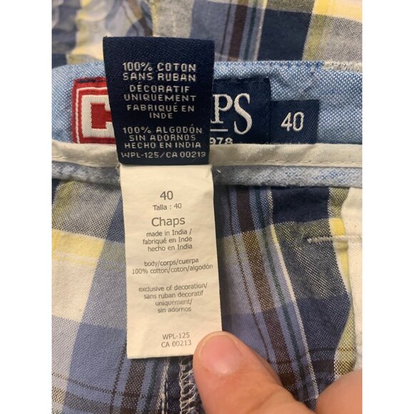 Chaps Cotton Plaid Shorts Men's Size 40 Blue Preppy Golf Casual Summer P10 - Picture 6 of 6